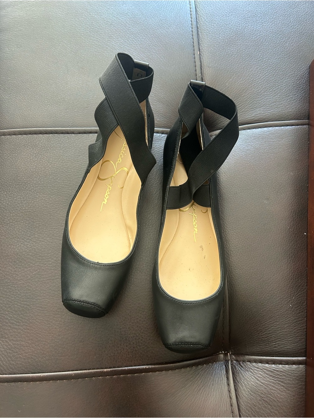 Jessica Simpson Black Crisscross Elastic Ballet Flats
